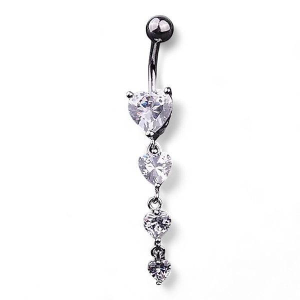 Eyecatcher Bauchnabelpiercing Bauchnabel Piercing mit Edelsteinherzen günstig online kaufen