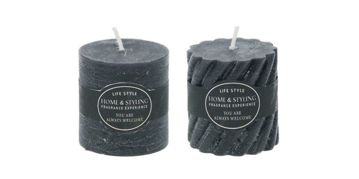 ZauberDeko Stumpenkerze 2 Rustic Kerzen Schwarz günstig online kaufen