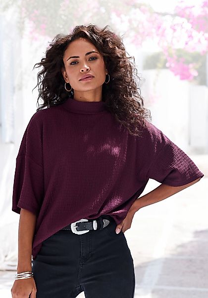 LASCANA Kurzarmshirt "mit Stehkragen", (2er-Pack), aus bügelfreier Crêpe-Qu günstig online kaufen