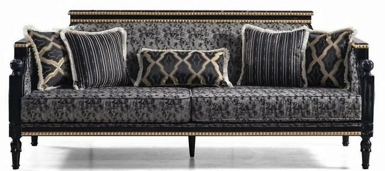 Casa Padrino Sofa Luxus Barock Sofa Grau / Schwarz / Gold 237 x 90 x H. 105 günstig online kaufen