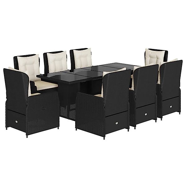 vidaXL 9-Tlg Garten-Essgruppe mit Kissen Schwarz Poly Rattan 3262778 günstig online kaufen
