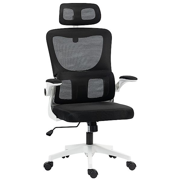 Vinsetto Bürostuhl Ergonomisch mit Lendenwirbelstütze, Klappbare Armlehnen, günstig online kaufen