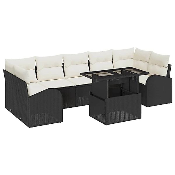 vidaXL 8-Teiliges Garten-Sofa-Set mit Kissen in Schwarz Poly Rattan 3348593 günstig online kaufen
