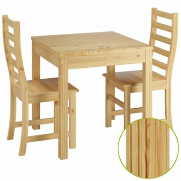 Erst-Holz® Schöne Essgruppe mit Tisch und 2 Stühle Kiefer natur Massivholz günstig online kaufen