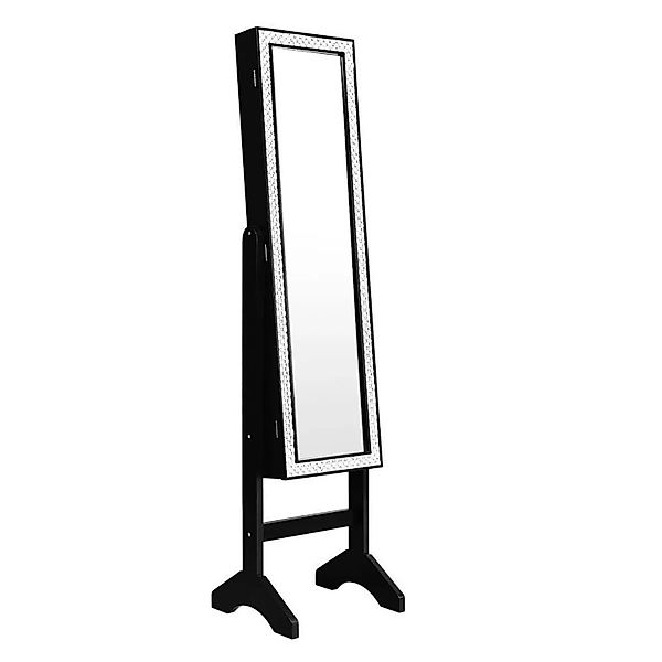 Costway Freistehender Schmuckschrank mit Spiegel Schwarz günstig online kaufen
