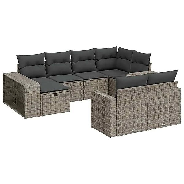 vidaXL 10-Tlg Garten-Sofagarnitur mit Kissen Grau Poly Rattan 3326064 günstig online kaufen