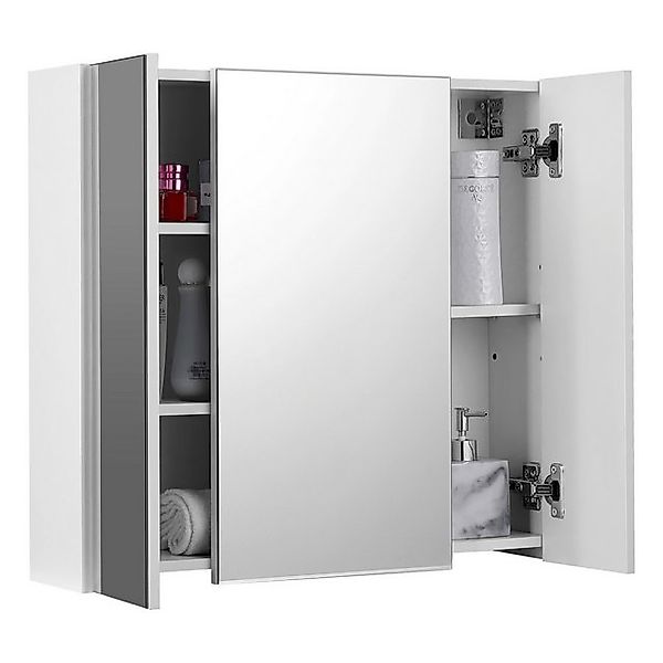 VASAGLE Spiegelschrank Badezimmerschrank Aufbewahrungsschrank mit 3 Türen günstig online kaufen
