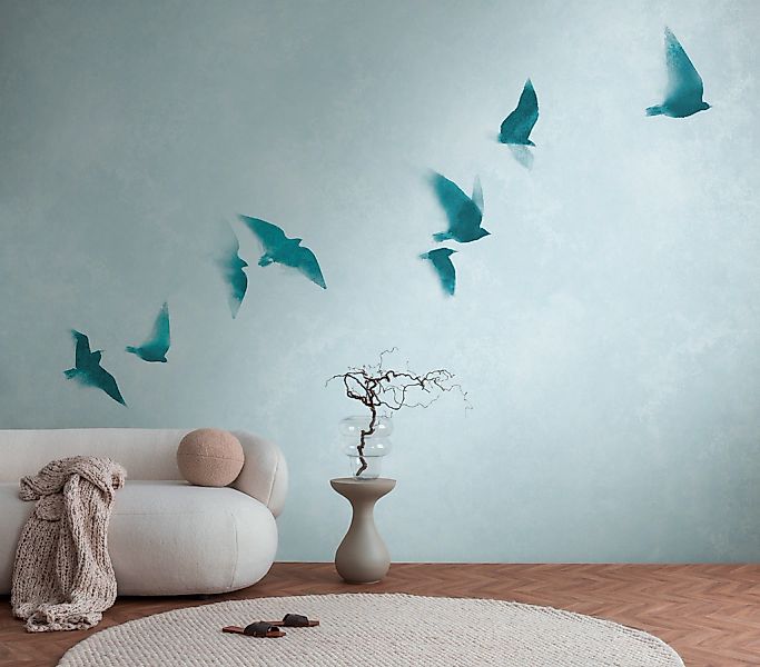 living walls Fototapete "THE WALL III Himmel Tapete Motivtapete Vögel Vögel günstig online kaufen