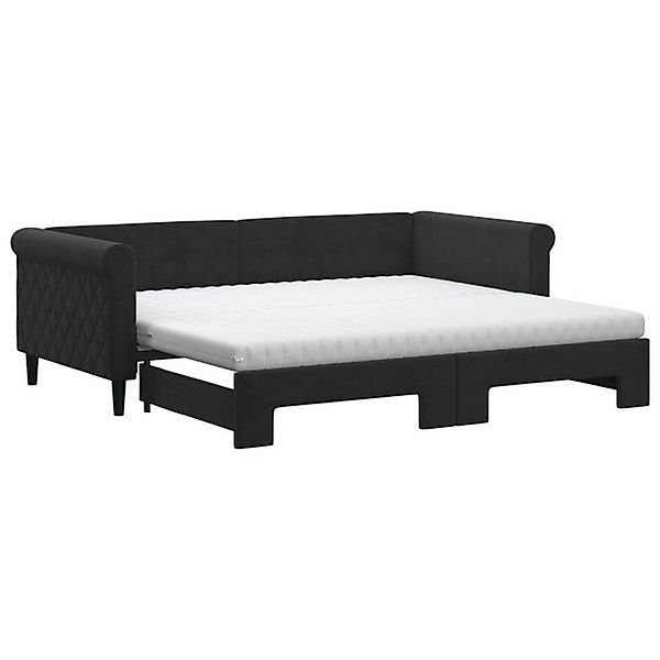 vidaXL Ausziehbett, Tagesbett Ausziehbar mit Matratzen Schwarz 90x190 cm Sa günstig online kaufen