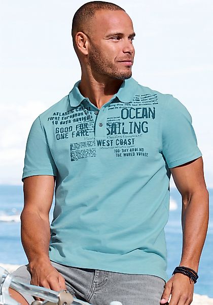 John Devin Poloshirt "mit Print" Regular-Fit, aus Slub-Qualität, mit Print günstig online kaufen