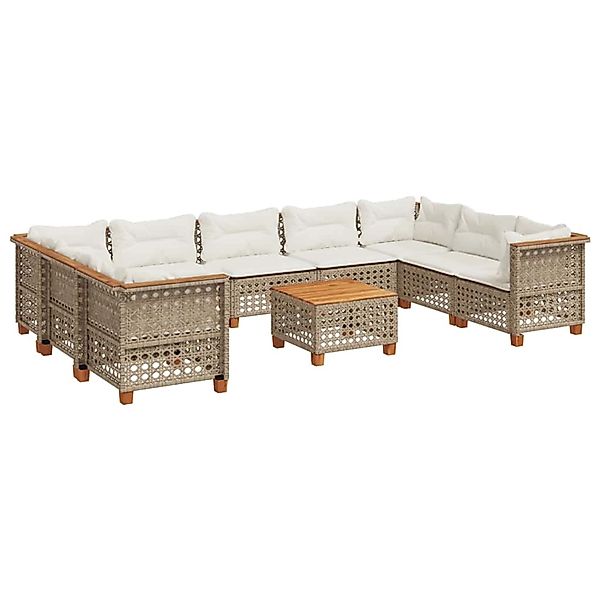 vidaXL 10-Tlg Garten-Sofagarnitur mit Kissen Beige Poly Rattan 3261988 günstig online kaufen