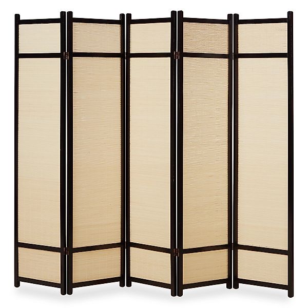 Homestyle4u 5-tlg. Paravent in Schwarz 220x175 cm 387 günstig online kaufen