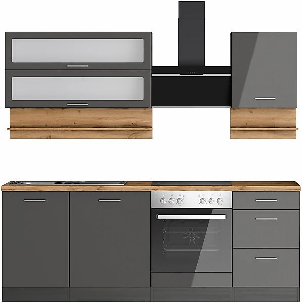 KOCHSTATION Küchenzeile "KS-Milan", 220 cm breit, robuste Metallauszüge, vi günstig online kaufen