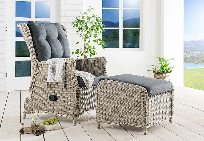 Destiny Gartenlounge-Set »CASA RELAX CASA« 1x Sessel, 1x Fußhocker, inkl. A günstig online kaufen