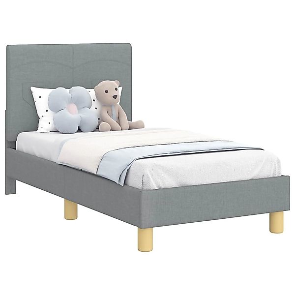 vidaXL Kinderbettgestell mit Kopfteil Hellgrau 70 x 140 cm Stoff 42010979 günstig online kaufen