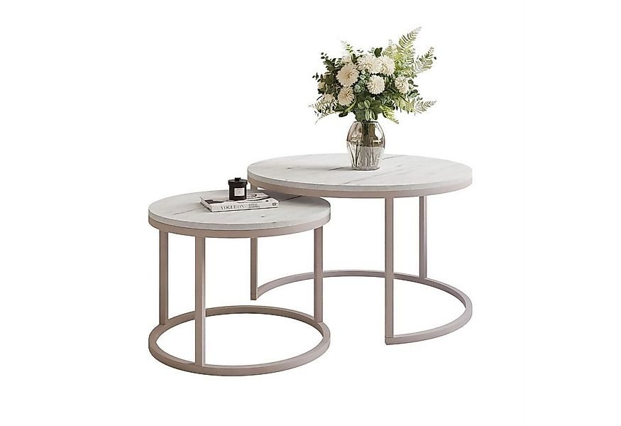 yourhouse24 Couchtisch Runder Inez 2in1, 50 & 70 cm, Kaschmir & mattes Tisc günstig online kaufen