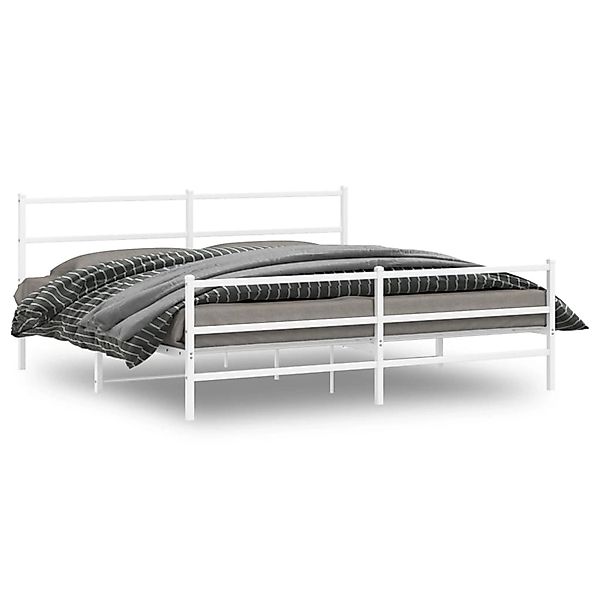 vidaXL Bettgestell mit Kopf- und Fußteil Metall Weiß 200x200 cm 355439 günstig online kaufen
