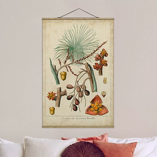 Stoffbild Blumen mit Posterleisten - Hochformat Vintage Lehrtafel Exotische günstig online kaufen