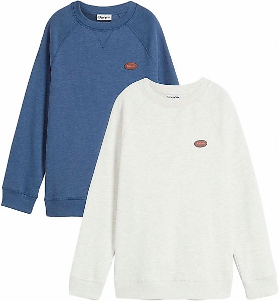 bonprix Sweatshirt, 2 Stk. bequeme Passform, hüftbedeckende Länge, mit Rund günstig online kaufen
