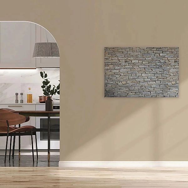 Bricoflor Leinwandbild Für Wohnzimmer Grau Wandbild In Steinoptik 90 X 60 C günstig online kaufen