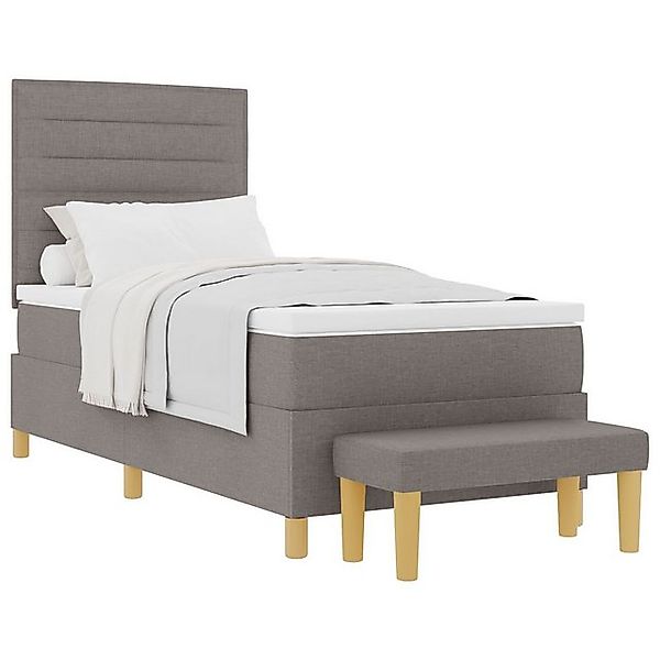 vidaXL Bett Boxspringbett mit Matratze & Bank Taupe 80x200 cm Stoff (2-tlg) günstig online kaufen