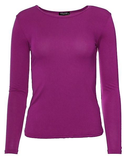 Muse Rundhalsshirt Basic Rundhals Langarmshirt Skinny günstig online kaufen
