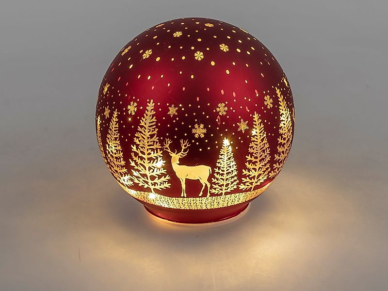 formano Weihnachtsbaumkugel Deko Kugel Licht rot mit Hirsch und Bäume LED-L günstig online kaufen