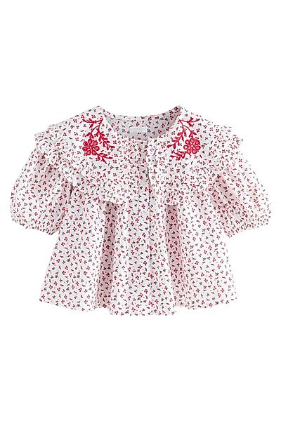 Next Kurzarmbluse Bluse mit besticktem Kragen günstig online kaufen