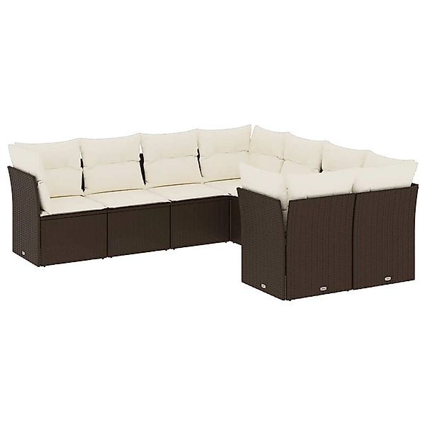 vidaXL 8-Tlg Garten-Sofagarnitur mit Kissen Braun Poly Rattan 3218593 günstig online kaufen