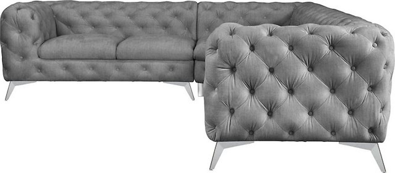 Leonique Chesterfield-Sofa "Ecksofa GLYNIS L-Form mit Wellenunterfederung, günstig online kaufen