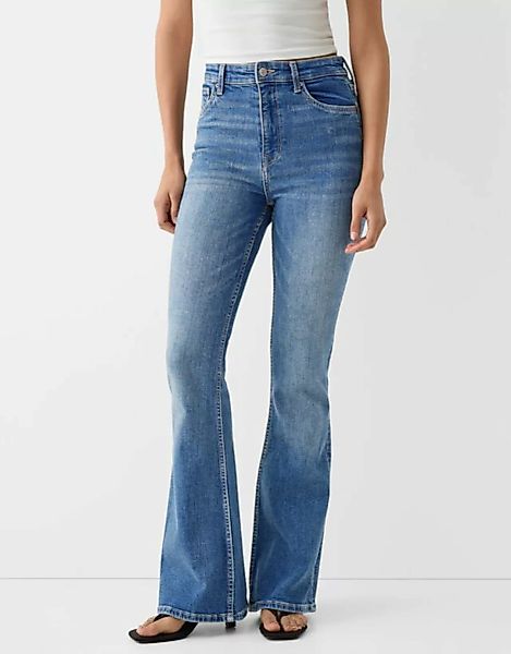 Bershka Jeans-Schlaghose Damen 40 Ausgewaschenes Blau günstig online kaufen