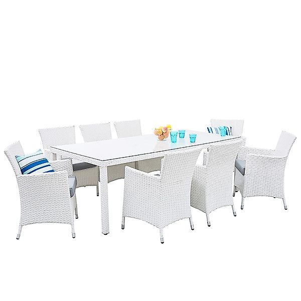 Beliani Gartentisch Set ITALY Weiss Grau 100x220x88 günstig online kaufen