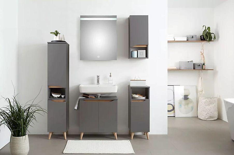 Saphir Badmöbel-Set "Quickset 5-teilig Waschbeckenunterschrank mit LED-Spie günstig online kaufen