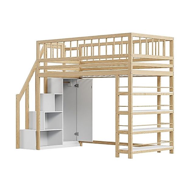 Gotagee Hochbett Multifunktionsbett Regalen und Stauraum mit Sicherheitskle günstig online kaufen