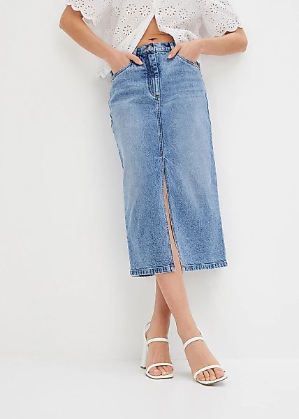 bonprix Jeansrock regular fit, mit Gehschlitz, 5-Pocket-Stil günstig online kaufen