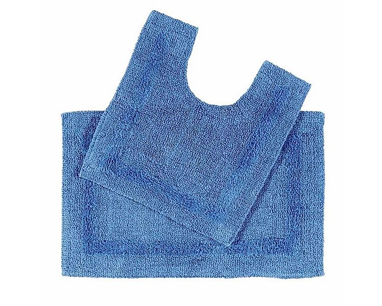 Homescapes Badematte 2-tlg. Badgarnitur blau aus 100% Baumwolle, Höhe 30 mm günstig online kaufen