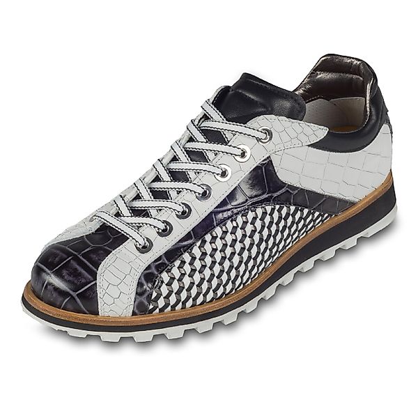 Lorenzi Herren Leder-Sneaker schwarz-weiß, mit raffinierter günstig online kaufen