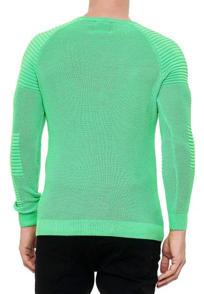 R-NEAL Rundhalspullover Fein-Strick Slim-Fit Biker Strick-Pullover günstig online kaufen