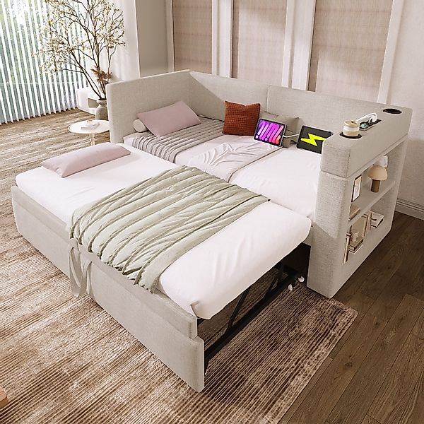 Flieks Daybett, Polsterbett 90/180x200cm mit Ausziehbett, günstig online kaufen