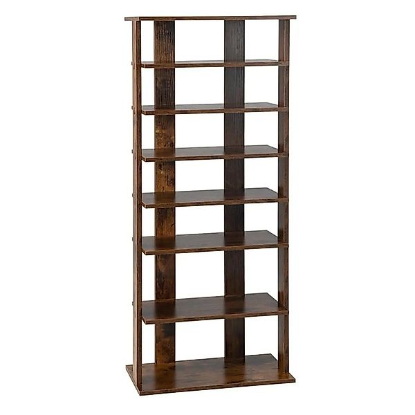 Costway 8 Stufiges Schuhregal Höhenverstellbar Holz Braun Doppel günstig online kaufen