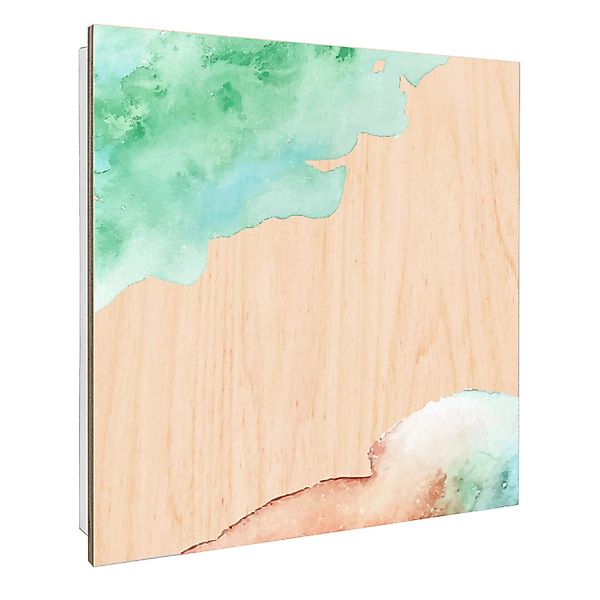 Banjado Schlüsselkasten mit Holzfront 30x30cm Weiß Scharnier Links 50 Haken günstig online kaufen