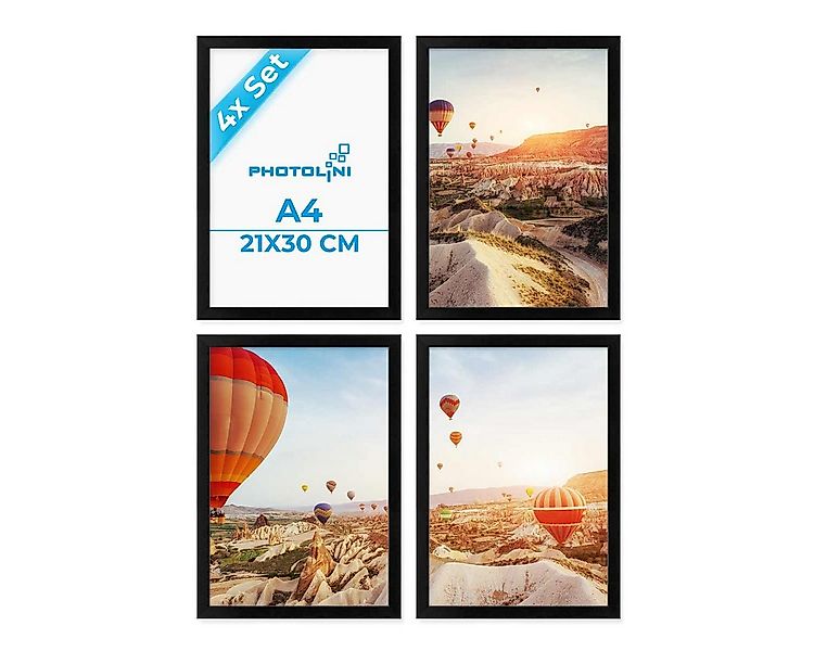 PHOTOLINI Bilderrahmen 4er Set 21x30 cm / DIN A4 Modern Schmal mit Acrylgla günstig online kaufen