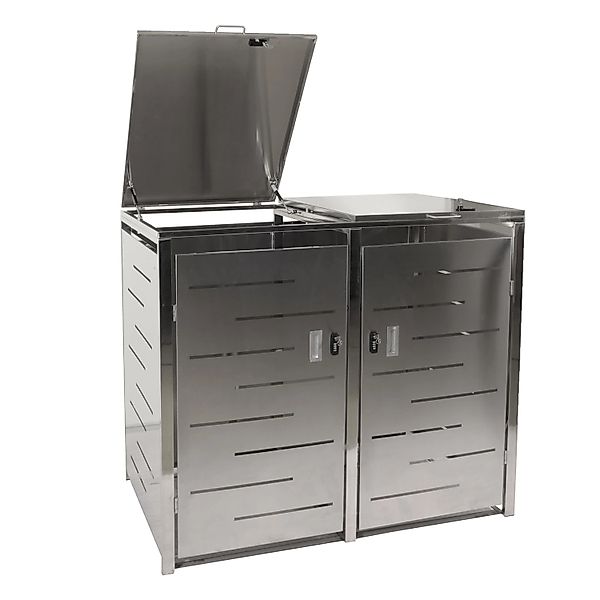 PROREGAL Mülltonnenbox 2er 116,5x131x80cm Erweiterbar Edelstahl 48kg günstig online kaufen