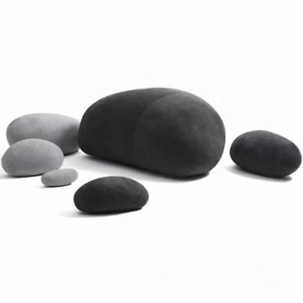 VERCART Grau Stein Felsen Kiesel Kissen, 6er-Set grau/schwarz günstig online kaufen