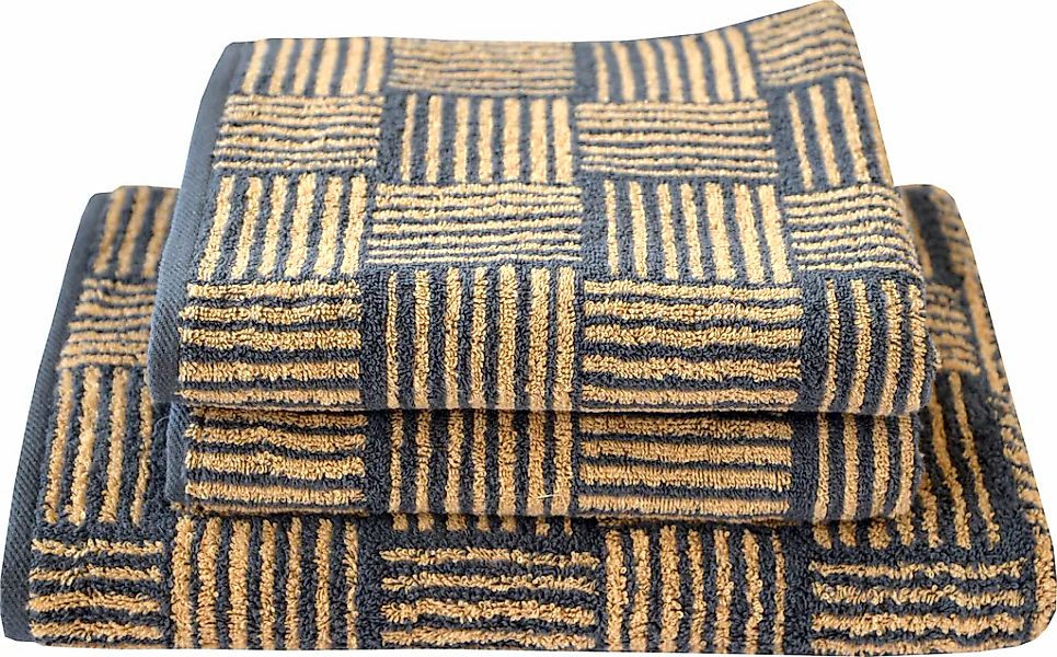 Dyckhoff Handtuch Set "Golden Shades Basket" 3 Stk. Walkfrottier mit graphi günstig online kaufen