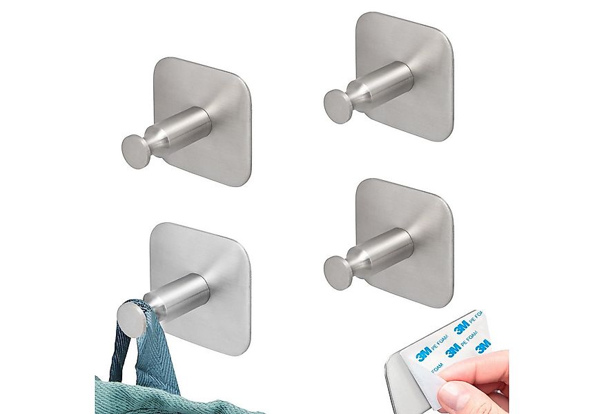 bremermann Handtuchhaken Bad-Serie PIAZZA TAPE - 4er Set mit Klebepad, Edel günstig online kaufen