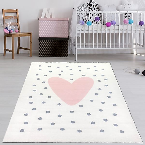 TeppichHome24 Teppich Weicher Kinderteppich mit Herzen günstig online kaufen