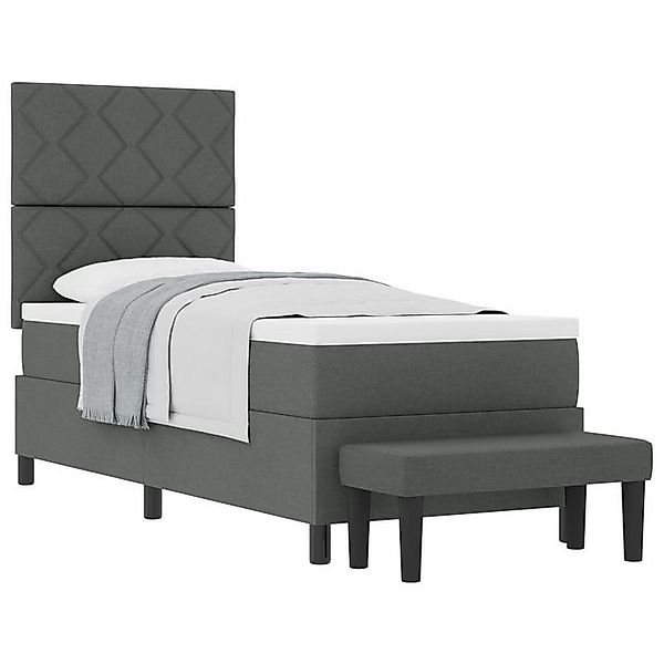 vidaXL Bett Boxspringbett mit Matratze & Bank Dunkelgrau 80x200 cm Stoff (2 günstig online kaufen
