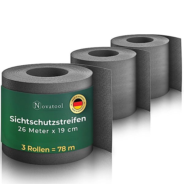 Novatool  PP 104m Rolle Sichtschutzstreifen für Doppelstabmattenzaun Anthra günstig online kaufen