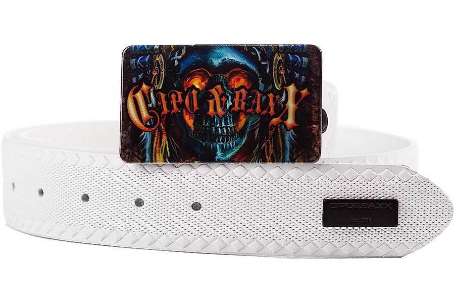 Cipo & Baxx Ledergürtel Gürtel BA-CG205 (1-St) mit bunter Totenkopfschnalle günstig online kaufen